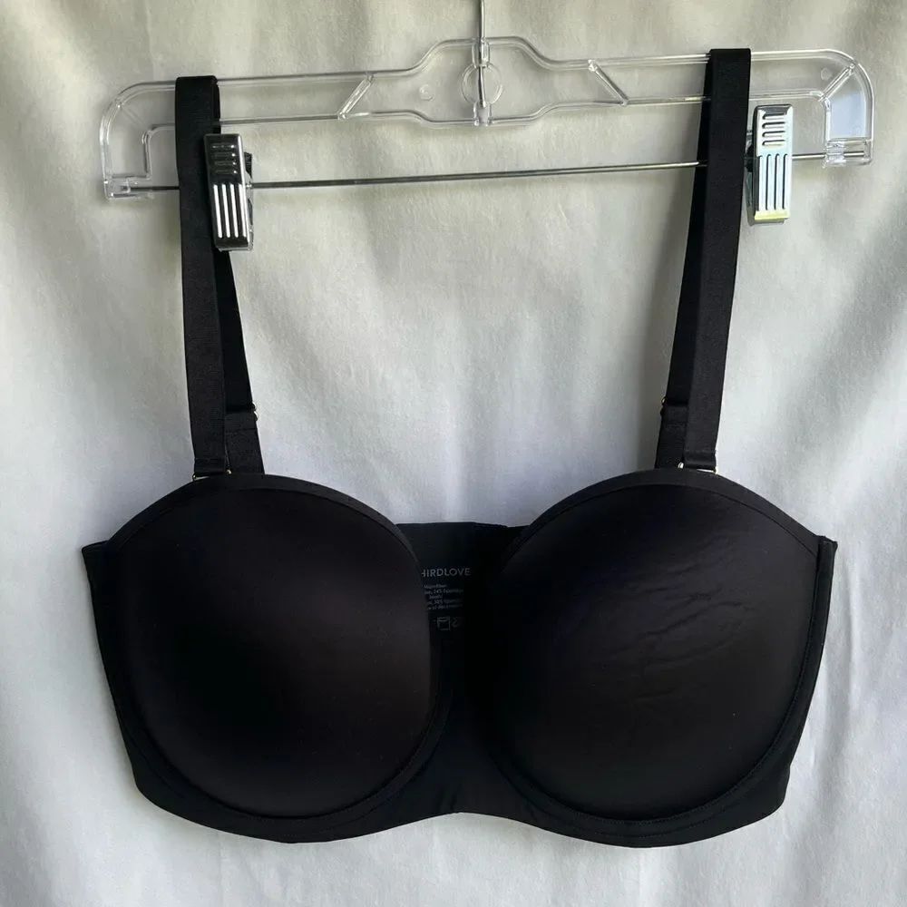 ThirdLove Classic Strapless Bra, Underwire, Removable Straps Black 40E
